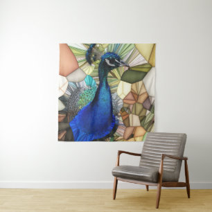 Buntes Pfauenmosaikband Wandteppich