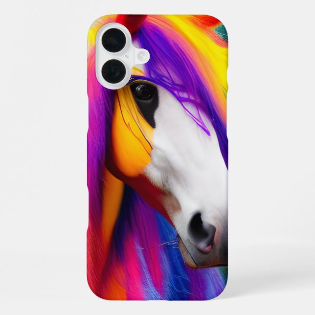 Buntes Pferd iPhone 16 Plus Hülle (Rückseite)