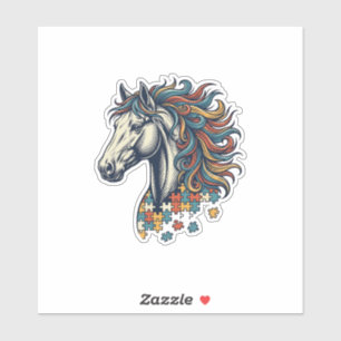 Buntes Pferd-Puzzleteil Vintage-Stich T-Shirt Aufkleber