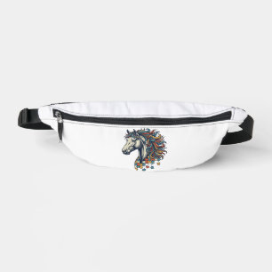 Buntes Pferd-Puzzleteil Vintage-Stich T-Shirt Bauchtasche