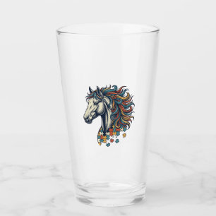 Buntes Pferd-Puzzleteil Vintage-Stich T-Shirt Glas