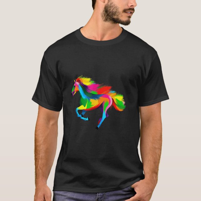 Buntes Pferd T-Shirt (Vorderseite)