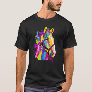 Buntes Pferdekopf-Pop-Style T-Shirt