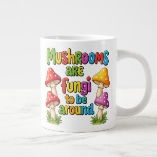 Buntes Pilzdesign, leuchtende Waldpilze Jumbo-Tasse