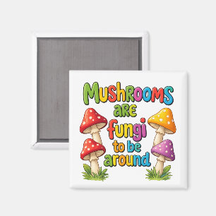 Buntes Pilzdesign, leuchtende Waldpilze Magnet