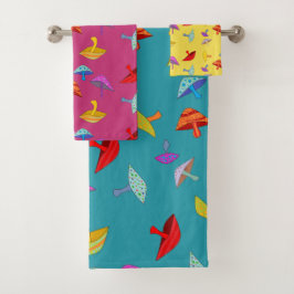 buntes Pilztuch-Set Badhandtuch Set