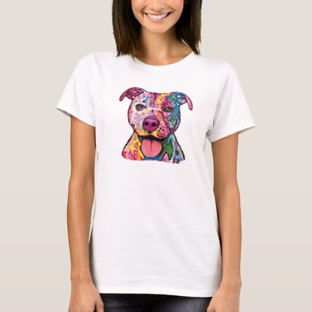 Buntes Pitbull T-Shirt (Vorderseite)
