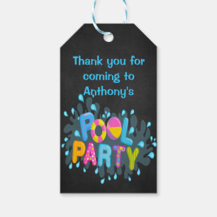 Buntes Pool-Party-personalisierte Geschenkanhänger