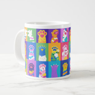 Buntes Pop-Art-Katzenpfoten-Raster-Design Jumbo-Tasse