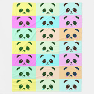 Buntes Pop-Kunst-Panda-Bärn-Rosa-blaues Grün-Gel Fleecedecke