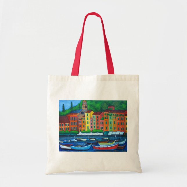 Buntes Portofino, Italien durch Lisa Lorenz Tragetasche (Vorne)
