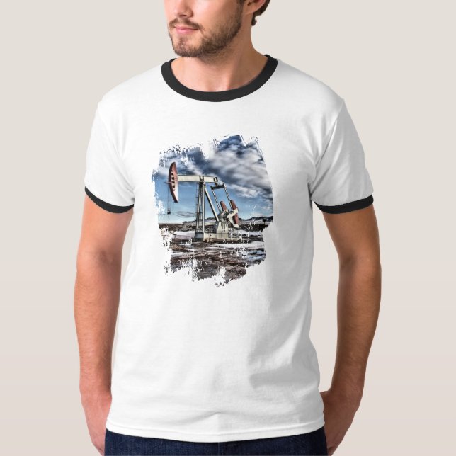 Buntes Pumpjack Bild T-Shirt (Vorderseite)