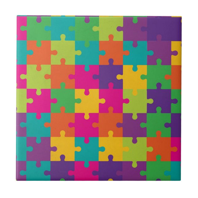 Buntes Puzzle-Muster Fliese (Vorderseite)