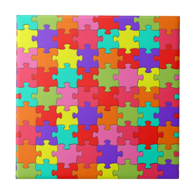 Buntes Puzzle-Muster Fliese (Vorderseite)