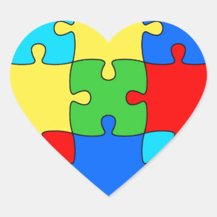 Buntes Puzzlemuster Herz-Aufkleber