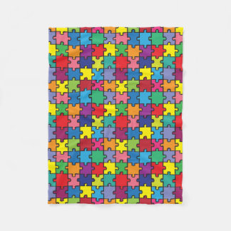 Buntes Puzzlespiel-Muster-Autismus-Bewusstsein Fleecedecke