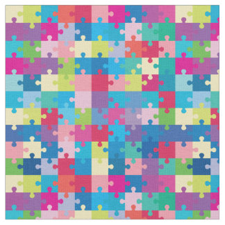 Buntes Puzzlespiel-Muster-Autismus-Bewusstsein Stoff