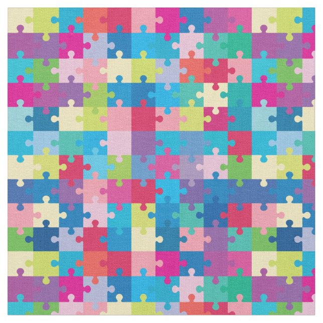 Buntes Puzzlespiel-Muster-Autismus-Bewusstsein Stoff (Nahaufnahme)