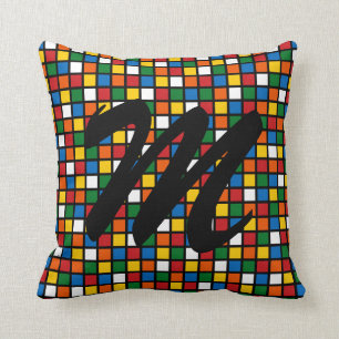 Buntes Quadrat-Kissen w/Initial - Primärfarben Kissen