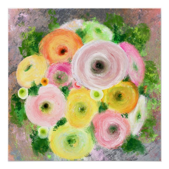 Buntes Ranunculus Bouquet Poster (Vorderseite)