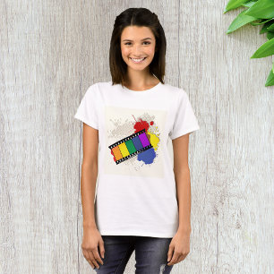 Buntes Regenbogen-Filmstreifen Pop-Art T-Shirt