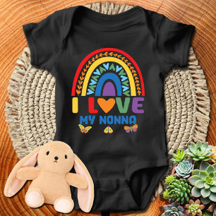 Buntes Regenbogen Ich liebe meine Nonna Baby Strampler