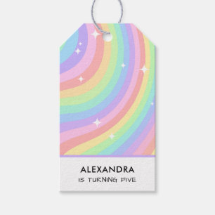Buntes Regenbogen Mädchen 5. Geburtstag Geschenkanhänger