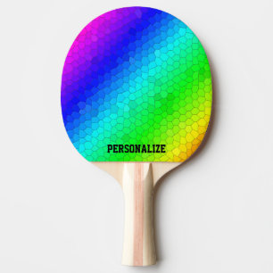 Buntes Regenbogenmosaik-Klingeln pong Paddel mit Tischtennis Schläger