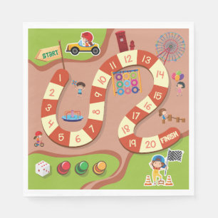 Buntes Rennstrecke Brettspiel für Kinder Serviette