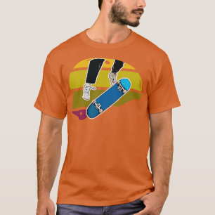 Buntes Retro-Skateboard-Helm mit Kickflip 3 T-Shirt