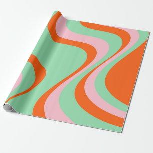 Buntes Retro-Swirle Groovy Y2K-Muster Geschenkpapier
