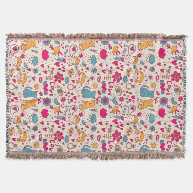 Buntes romantisches Muster Decke (Vorderseite)