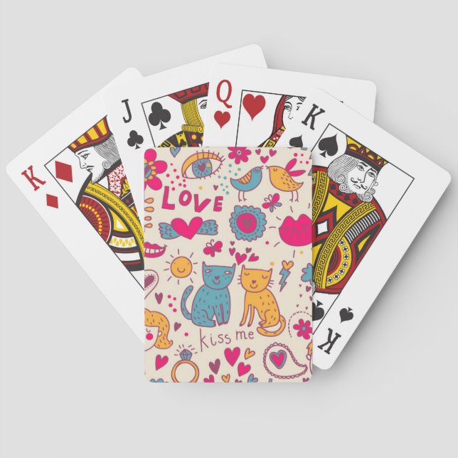 Buntes romantisches Muster Spielkarten (Rückseite)