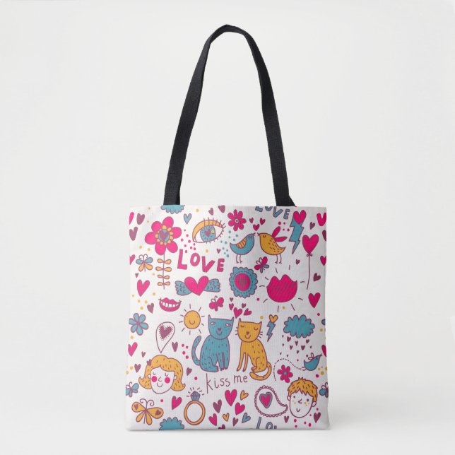 Buntes romantisches Muster Tasche (Vorderseite)
