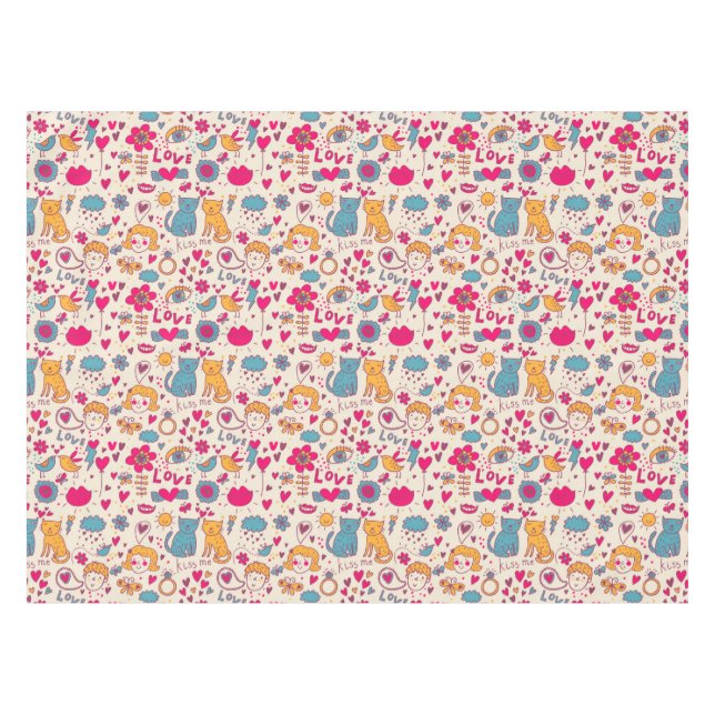Buntes romantisches Muster Tischdecke (Vorderseite (Horizontal))