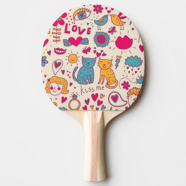 Buntes romantisches Muster Tischtennis Schläger (Vorderseite)