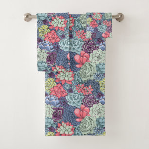 Buntes saftiges Muster Badhandtuch Set
