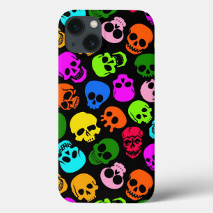 Buntes Schädelmuster im Schwarzen Case-Mate iPhone Hülle