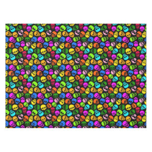 Buntes Schädelmuster im Schwarzen Tischdecke