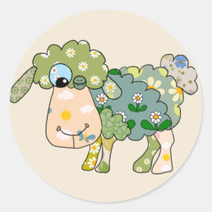 Buntes Schaf Runder Aufkleber