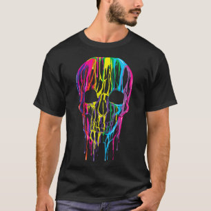 Buntes schmelzendes Totenkopf-Halloween-Jungen-Reg T-Shirt