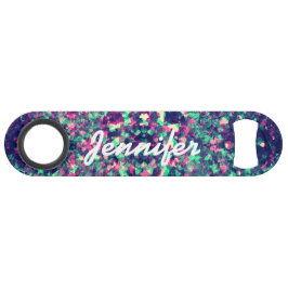 Buntes Schmutz-Kaleidoskop-Muster-Monogramm Speedflaschenöffner