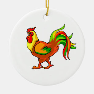 buntes Schwanzgrün rotes graphic.png des Hahns Keramikornament