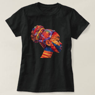 Buntes Schwarzes Frauen T-Shirt feiern