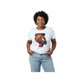 Buntes Schwarzes Frauen T-Shirt feiern