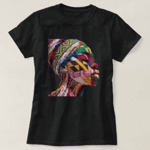Buntes Schwarzes Frauen T-Shirt feiern