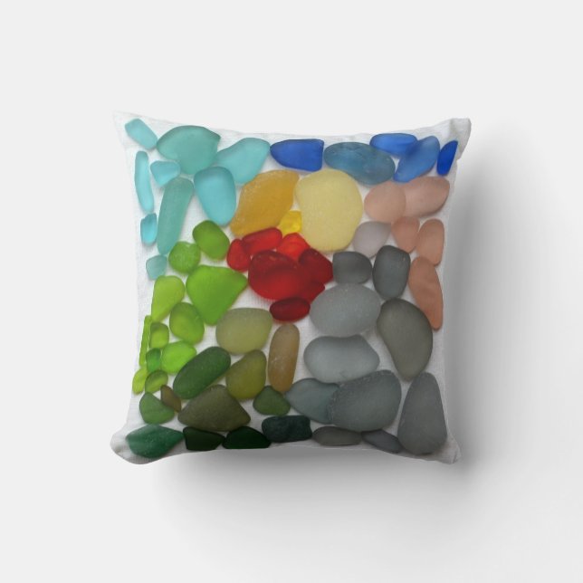 Buntes Seeglasstrandtonwaren-Fotoquadrat Kissen (Vorderseite)