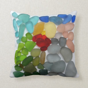Buntes Seeglasstrandtonwaren-Fotoquadrat Kissen