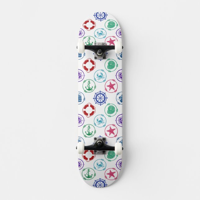 Buntes Seemuster Skateboard (Vorderseite)