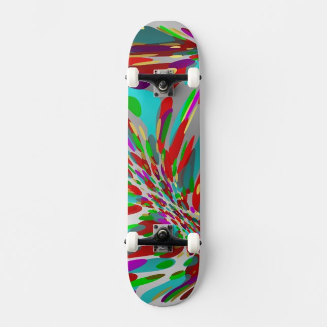 buntes, silbernes Skateboard (Vorderseite)